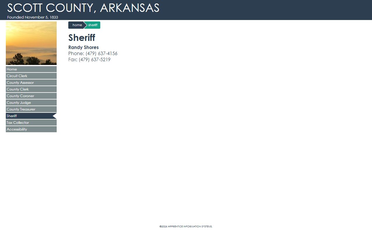 Scott County Jail sheriff contact page for inmate lookup